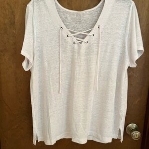 White Lace-Up Women's Top